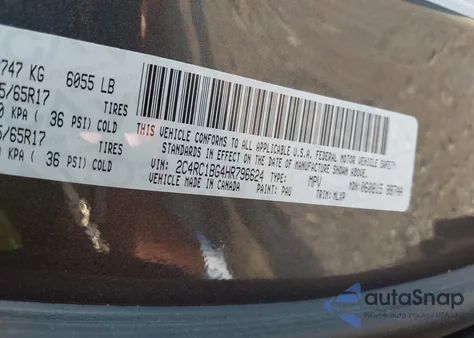 2017 Chrysler Pacifica Touring L from USA, damaged, VIN 2C4RC1BG4HR796624